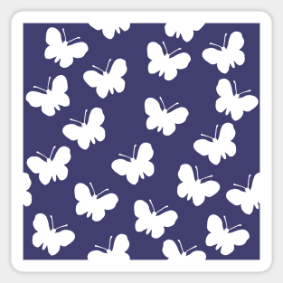 Navy blue and white butterfly print Sticker